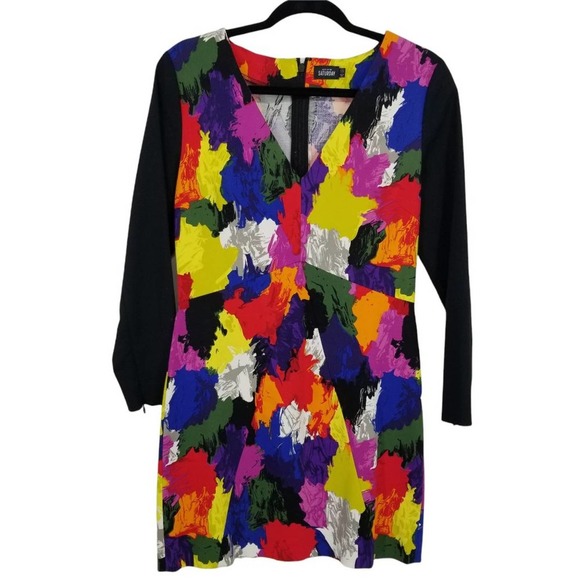 Kate Spade Saturday Color Splash Mini Sheath Dress 4 Cotton Abstract Art to Wear - Picture 1 of 9